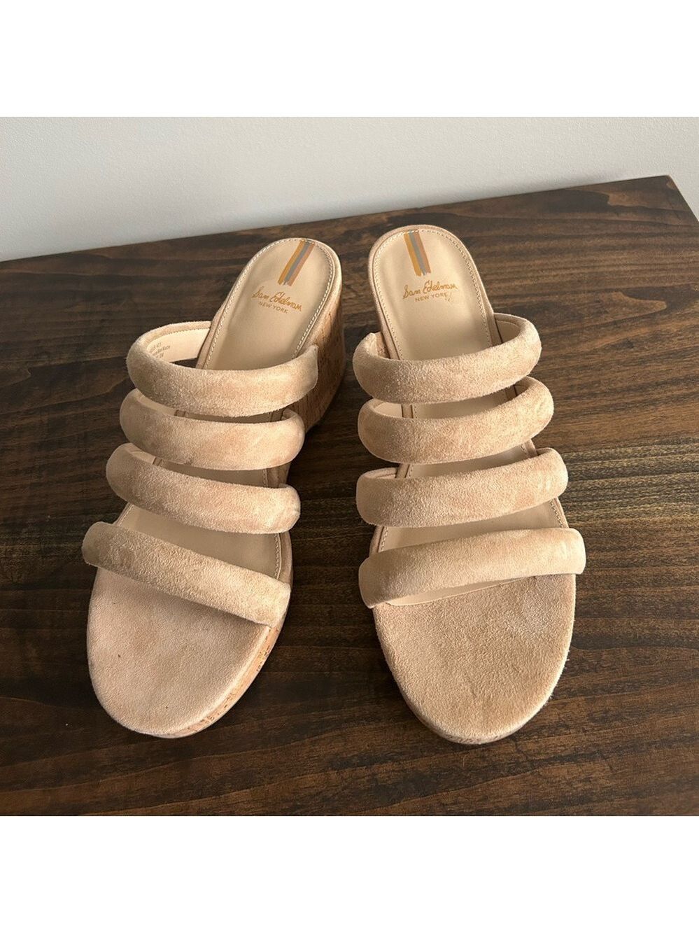 Sam Edelman Yuki Leather Suede Platform Wedge Sandals, Size 9.5